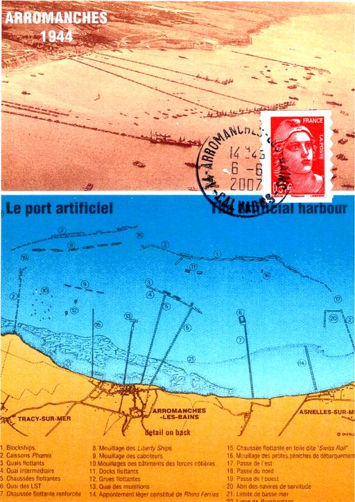 95 -  Les lieux du dbarquement : Arromanches, les lments d'assemblage du port artificiel 1