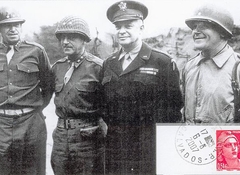 148 - Les gnraux Bradley, Gerow et Collins avec le gnral Eisenhower