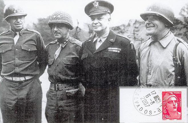 148 - Les gnraux Bradley, Gerow et Collins avec le gnral Eisenhower