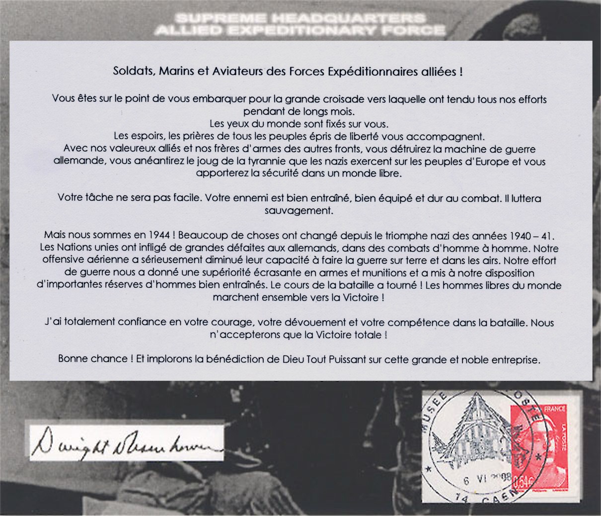 05 -  Le message du Gnral Eisenhower, aux troupes allies avant le dbarquement.